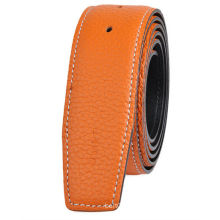 Men's lichi pattern leather strap orange